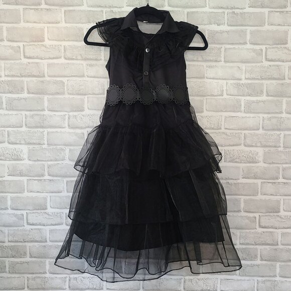 Wednesday Addams Dress Dance Costume for Girls l/xl NEW Goth Halloween Costume - Picture 5 of 8